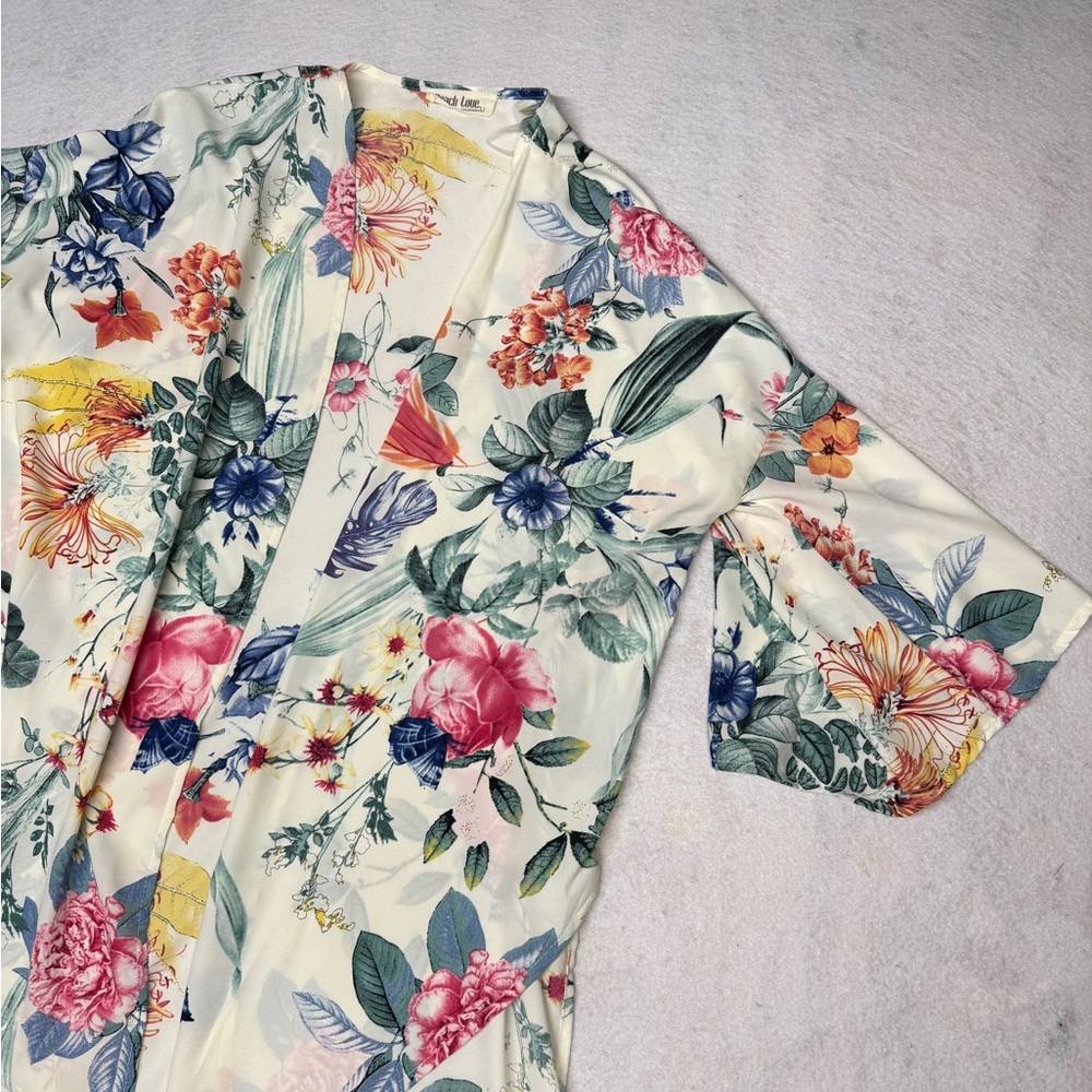 NWOT‎ Peach Love California Women’s M Tropical Kimono Beach Cover Up Made In USA